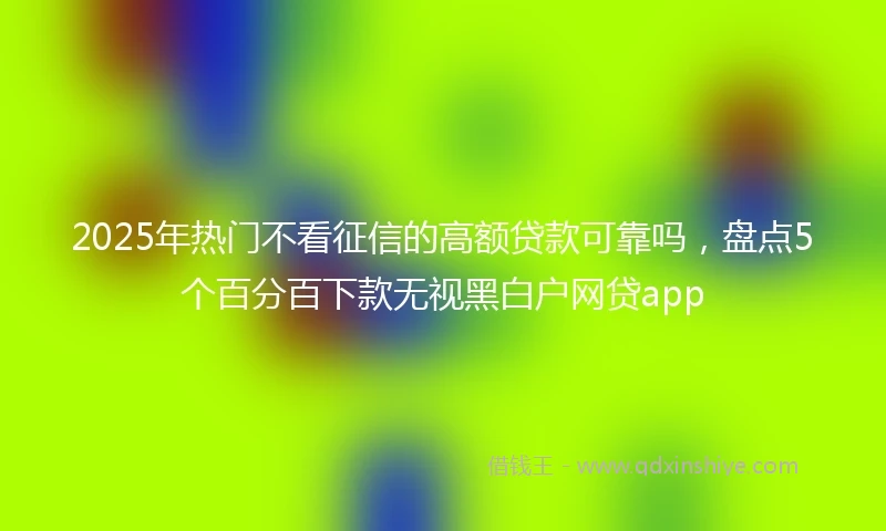 2025年热门不看征信的高额贷款可靠吗，盘点5个百分百下款无视黑白户网贷app