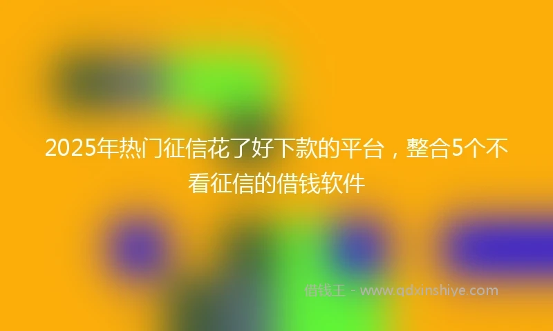 2025年热门征信花了好下款的平台，整合5个不看征信的借钱软件