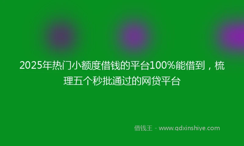 2025年热门小额度借钱的平台100%能借到，梳理五个秒批通过的网贷平台