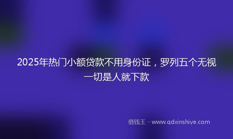 2025年热门小额贷款不用身份证，罗列五个无视一切是人就下款