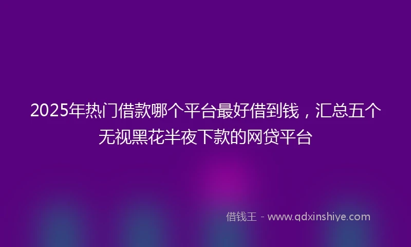 2025年热门借款哪个平台最好借到钱，汇总五个无视黑花半夜下款的网贷平台