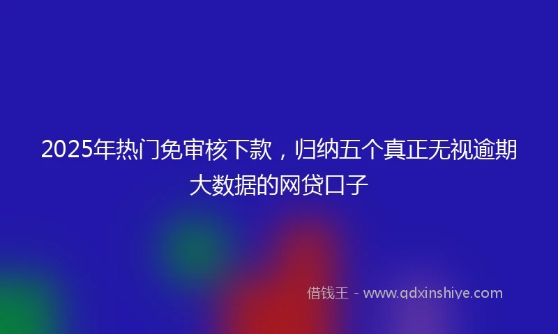 2025年热门免审核下款，归纳五个真正无视逾期大数据的网贷口子