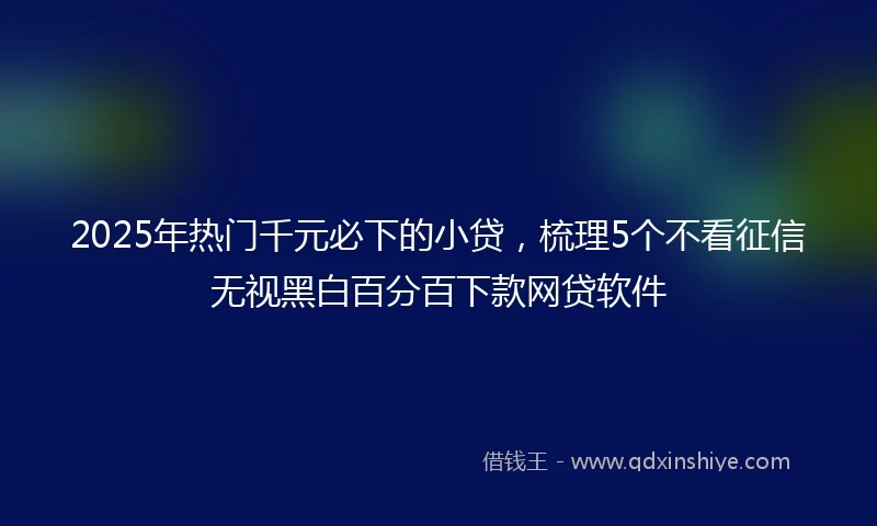 2025年热门千元必下的小贷，梳理5个不看征信无视黑白百分百下款网贷软件