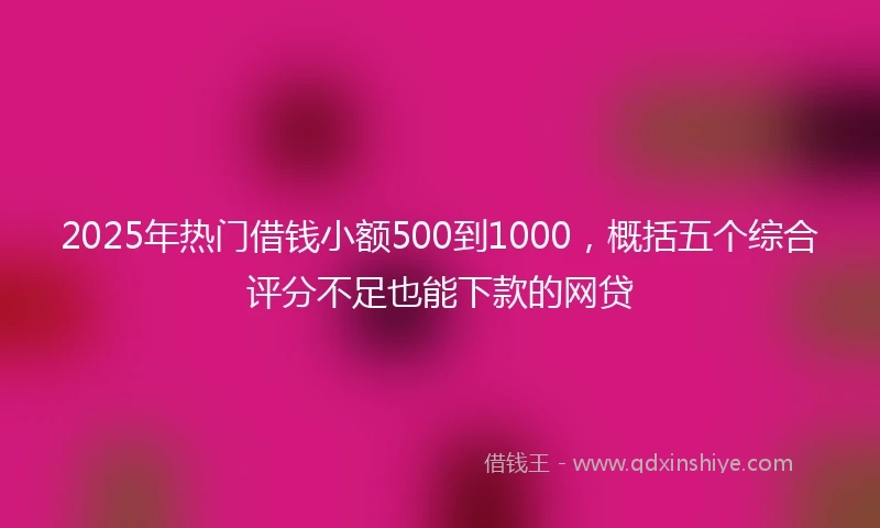 2025年热门借钱小额500到1000，概括五个综合评分不足也能下款的网贷