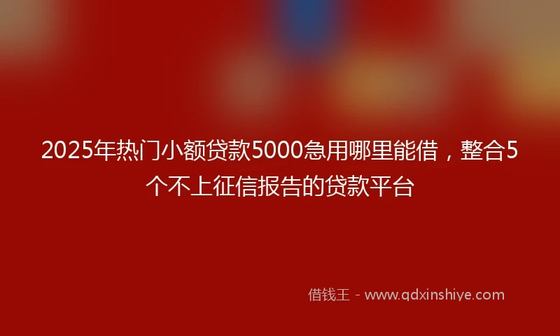 2025年热门小额贷款5000急用哪里能借，整合5个不上征信报告的贷款平台