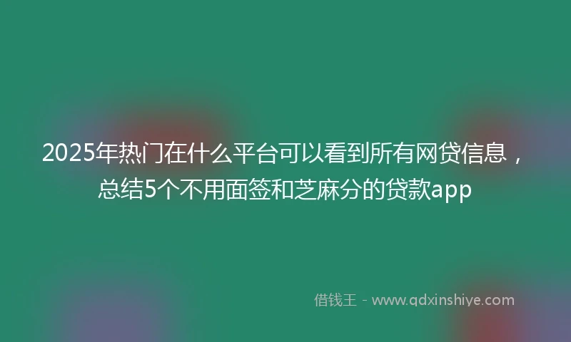 2025年热门在什么平台可以看到所有网贷信息，总结5个不用面签和芝麻分的贷款app