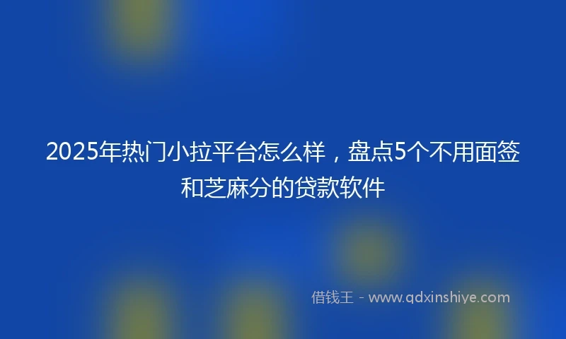 2025年热门小拉平台怎么样，盘点5个不用面签和芝麻分的贷款软件
