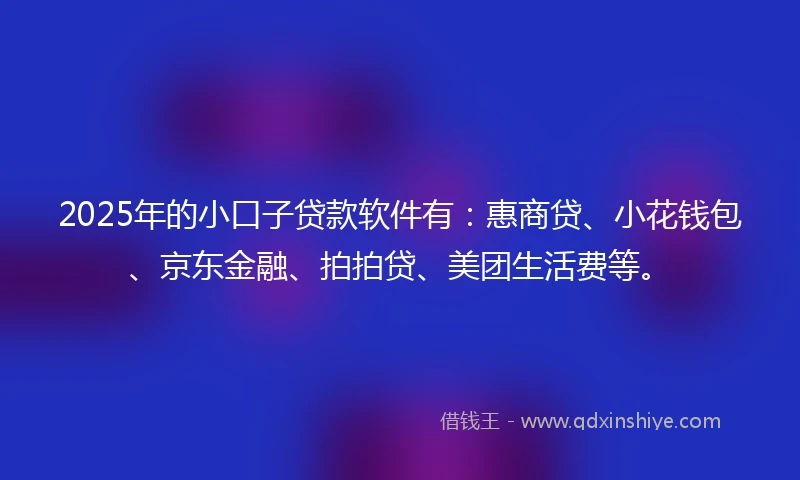 2025年的小口子贷款软件有：惠商贷、小花钱包、京东金融、拍拍贷、美团生活费等。