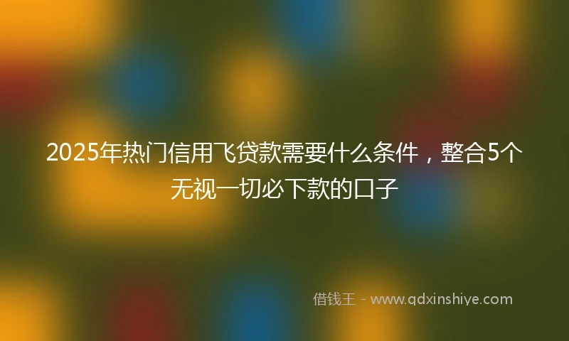 2025年热门信用飞贷款需要什么条件，整合5个无视一切必下款的口子