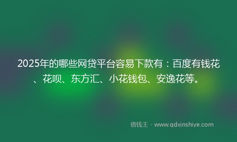 2025年的哪些网贷平台容易下款有：百度有钱花、花呗、东方汇、小花钱包、安逸花等。