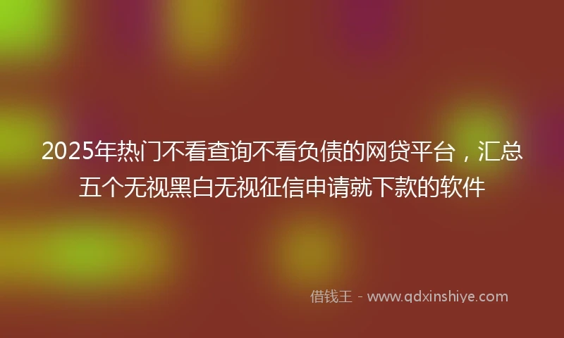 2025年热门不看查询不看负债的网贷平台，汇总五个无视黑白无视征信申请就下款的软件