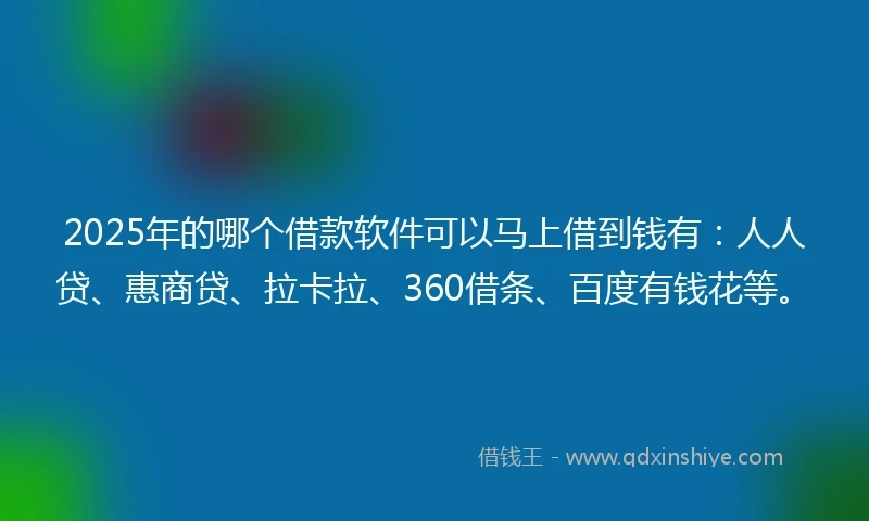 2025年的哪个借款软件可以马上借到钱有：人人贷、惠商贷、拉卡拉、360借条、百度有钱花等。