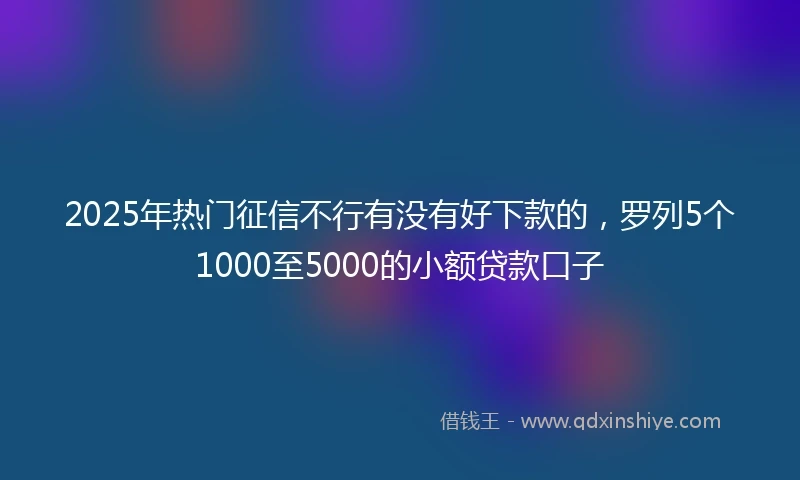 2025年热门征信不行有没有好下款的，罗列5个1000至5000的小额贷款口子