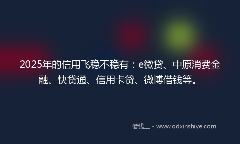 2025年的信用飞稳不稳有：e微贷、中原消费金融、快贷通、信用卡贷、微博借钱等。