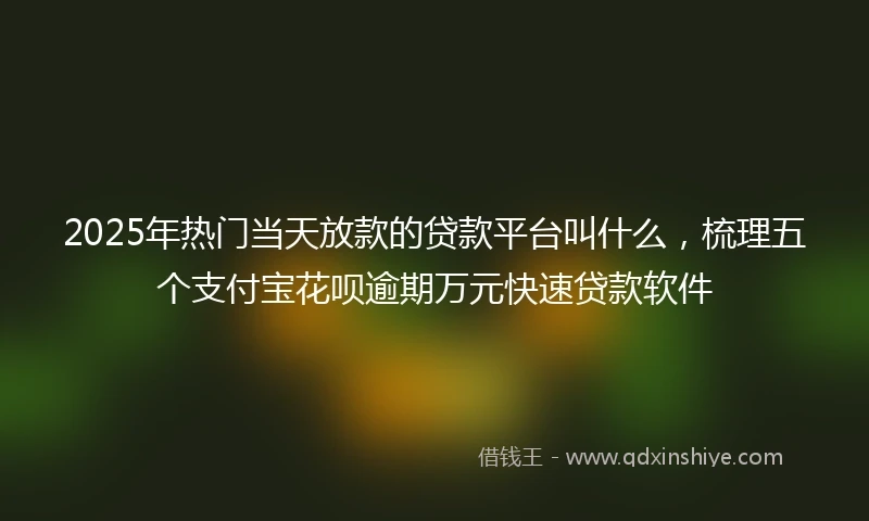 2025年热门当天放款的贷款平台叫什么，梳理五个支付宝花呗逾期万元快速贷款软件