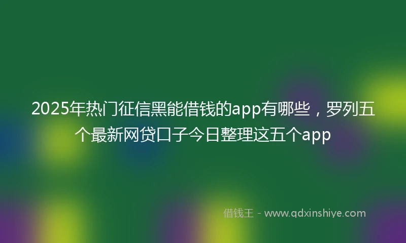 2025年热门征信黑能借钱的app有哪些，罗列五个最新网贷口子今日整理这五个app