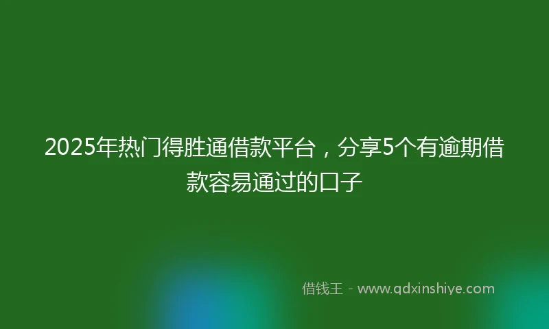 2025年热门得胜通借款平台，分享5个有逾期借款容易通过的口子