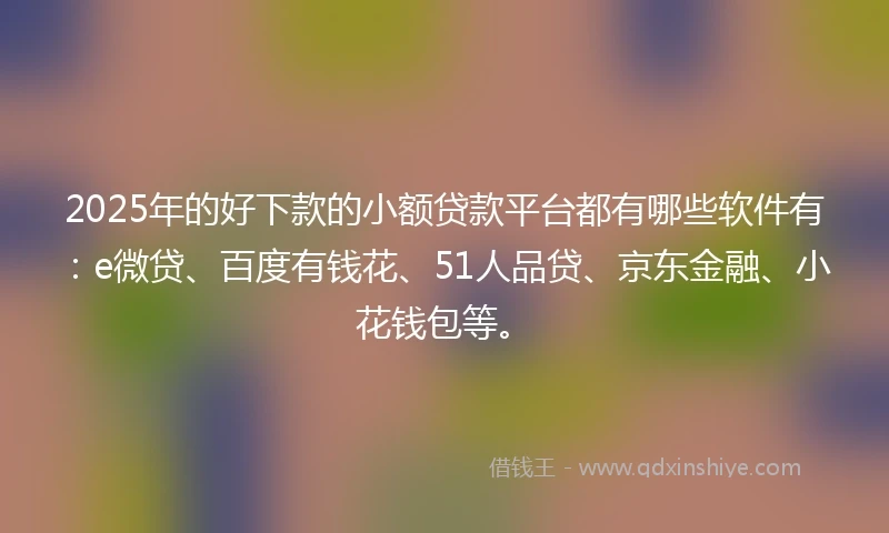 2025年的好下款的小额贷款平台都有哪些软件有：e微贷、百度有钱花、51人品贷、京东金融、小花钱包等。