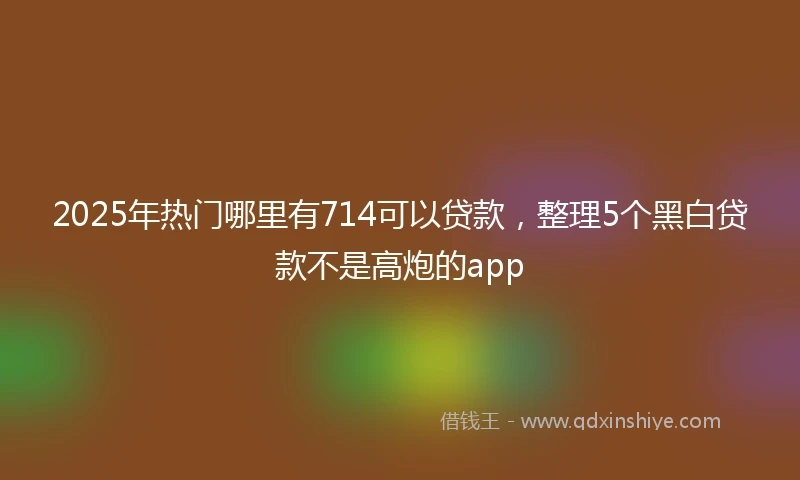 2025年热门哪里有714可以贷款，整理5个黑白贷款不是高炮的app