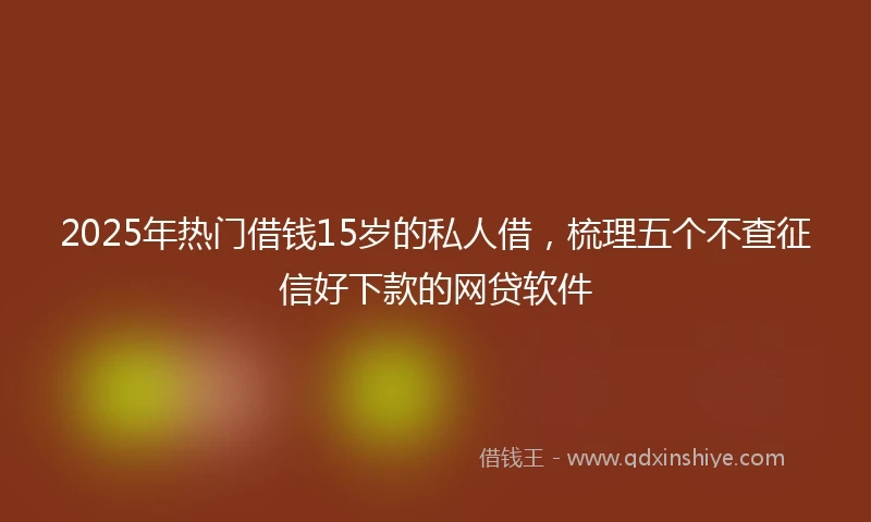 2025年热门借钱15岁的私人借，梳理五个不查征信好下款的网贷软件