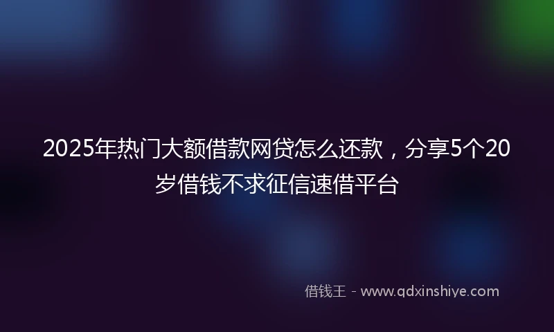 2025年热门大额借款网贷怎么还款，分享5个20岁借钱不求征信速借平台