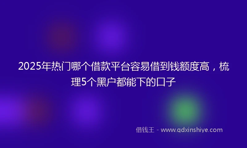 2025年热门哪个借款平台容易借到钱额度高，梳理5个黑户都能下的口子