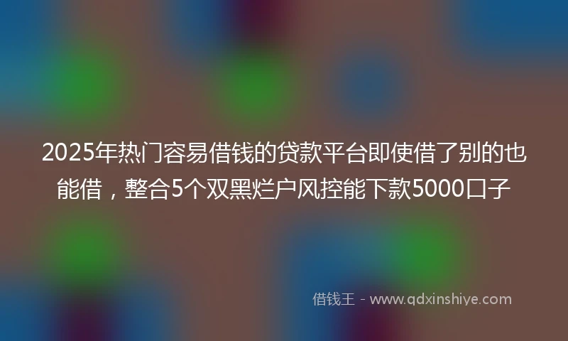 2025年热门容易借钱的贷款平台即使借了别的也能借，整合5个双黑烂户风控能下款5000口子