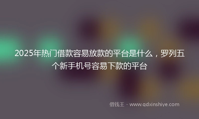 2025年热门借款容易放款的平台是什么，罗列五个新手机号容易下款的平台