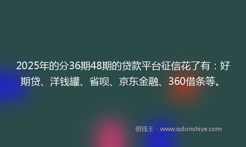 2025年的分36期48期的贷款平台征信花了有：好期贷、洋钱罐、省呗、京东金融、360借条等。