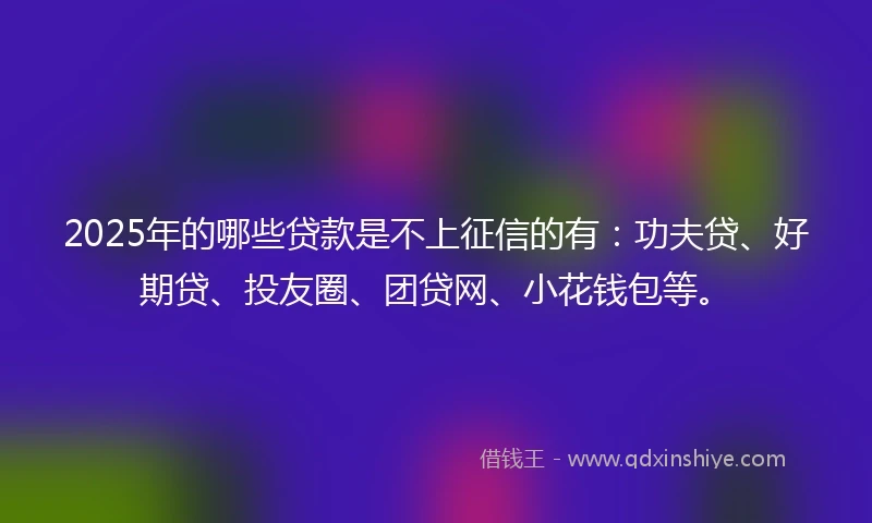 2025年的哪些贷款是不上征信的有：功夫贷、好期贷、投友圈、团贷网、小花钱包等。