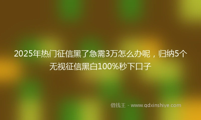 2025年热门征信黑了急需3万怎么办呢，归纳5个无视征信黑白100%秒下口子