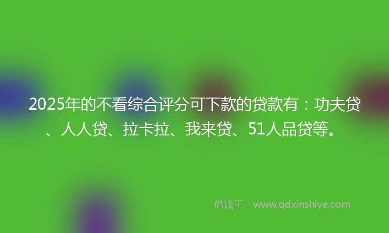 2025年的不看综合评分可下款的贷款有：功夫贷、人人贷、拉卡拉、我来贷、51人品贷等。