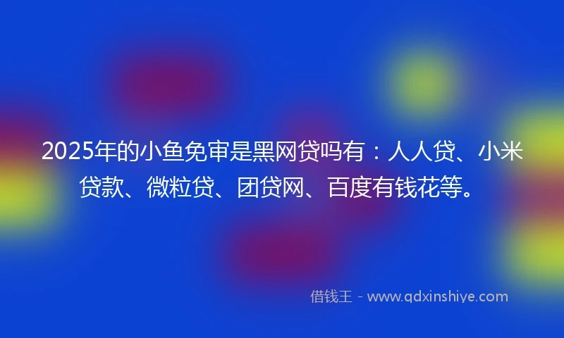 2025年的小鱼免审是黑网贷吗有：人人贷、小米贷款、微粒贷、团贷网、百度有钱花等。