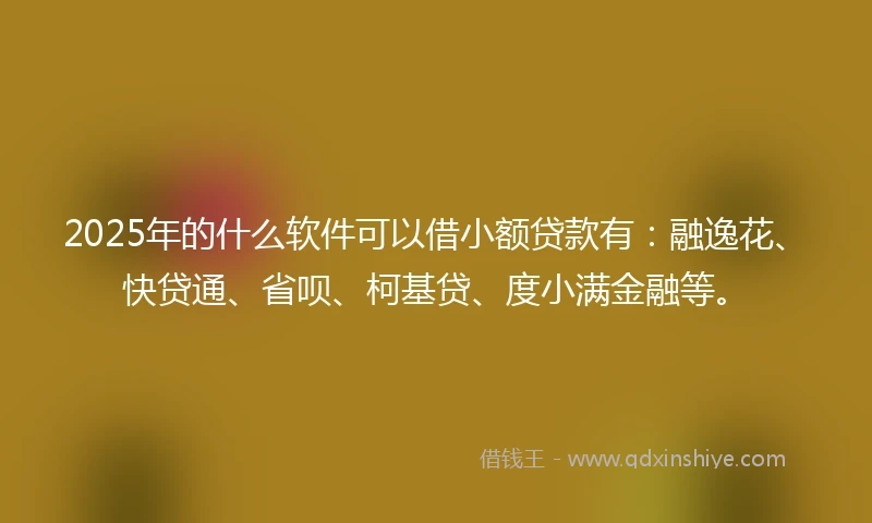 2025年的什么软件可以借小额贷款有：融逸花、快贷通、省呗、柯基贷、度小满金融等。