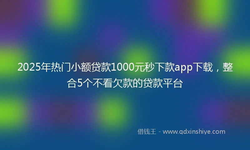 2025年热门小额贷款1000元秒下款app下载，整合5个不看欠款的贷款平台