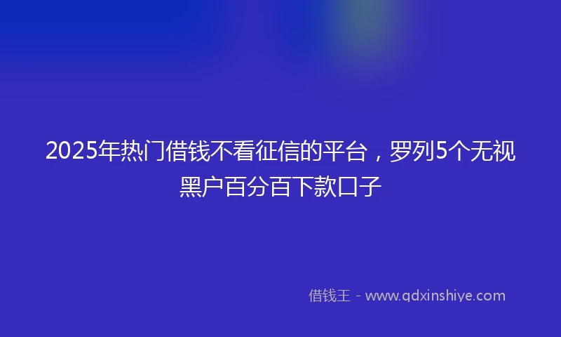 2025年热门借钱不看征信的平台，罗列5个无视黑户百分百下款口子