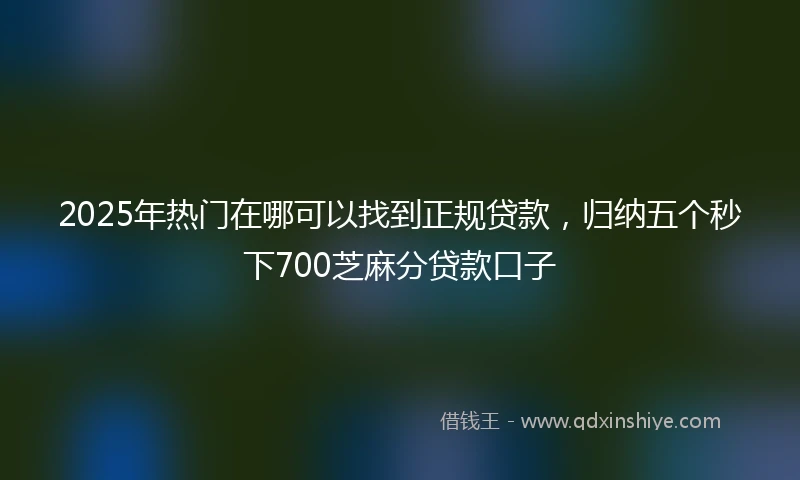 2025年热门在哪可以找到正规贷款，归纳五个秒下700芝麻分贷款口子