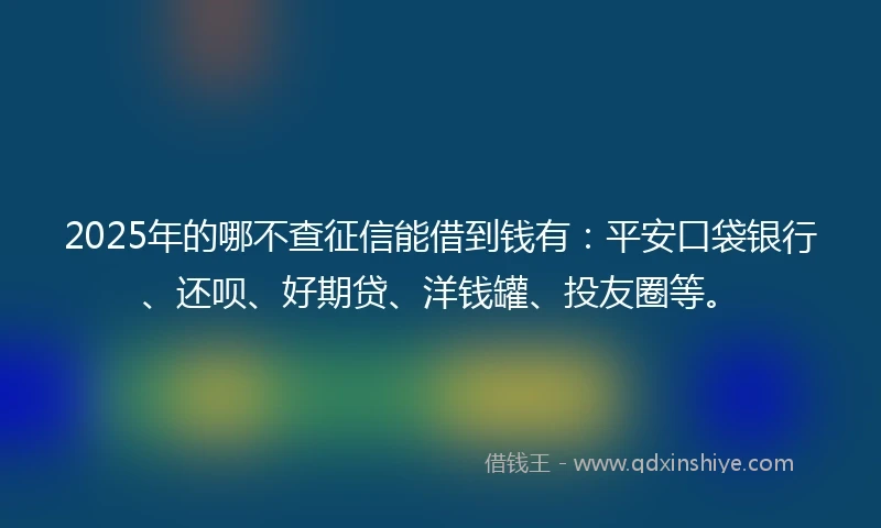 2025年的哪不查征信能借到钱有：平安口袋银行、还呗、好期贷、洋钱罐、投友圈等。