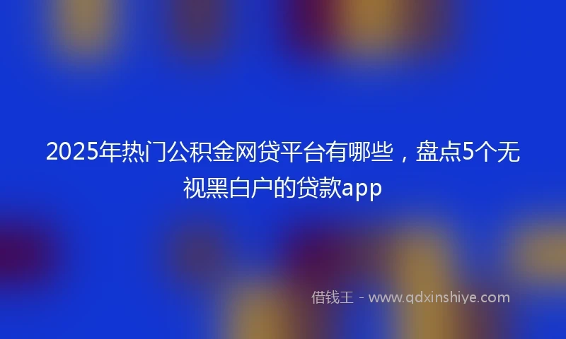 2025年热门公积金网贷平台有哪些，盘点5个无视黑白户的贷款app