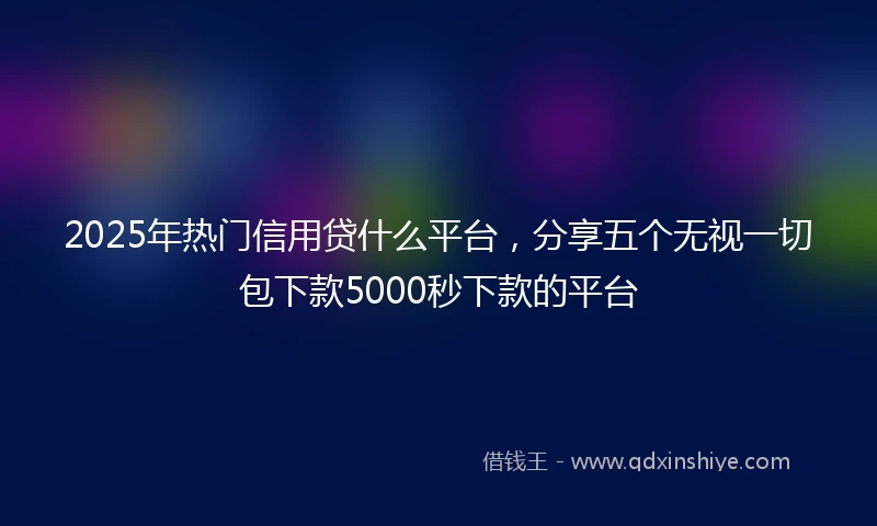 2025年热门信用贷什么平台，分享五个无视一切包下款5000秒下款的平台