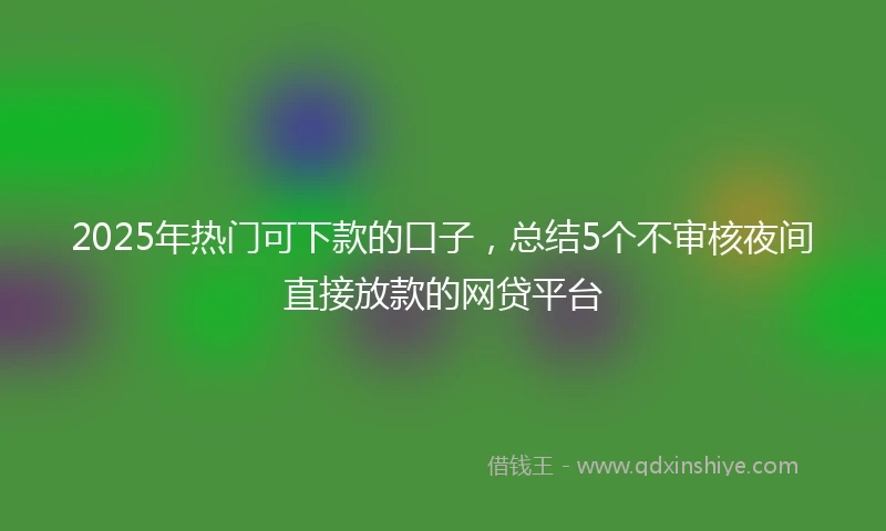 2025年热门可下款的口子，总结5个不审核夜间直接放款的网贷平台