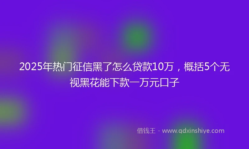 2025年热门征信黑了怎么贷款10万，概括5个无视黑花能下款一万元口子