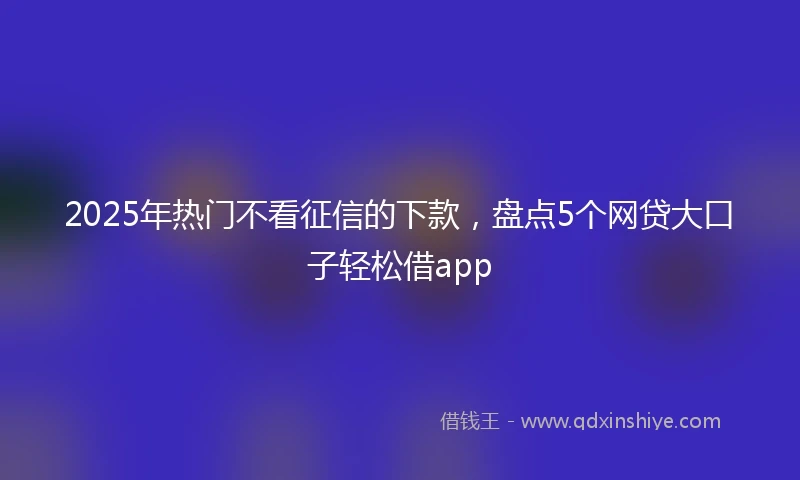 2025年热门不看征信的下款，盘点5个网贷大口子轻松借app