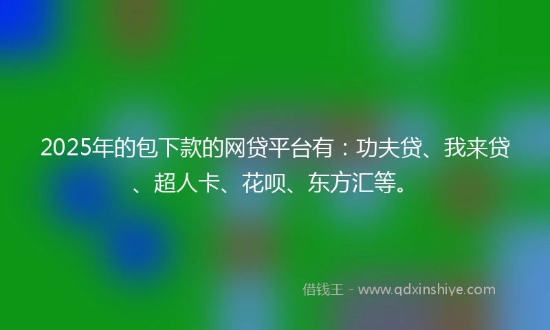 2025年的包下款的网贷平台有：功夫贷、我来贷、超人卡、花呗、东方汇等。
