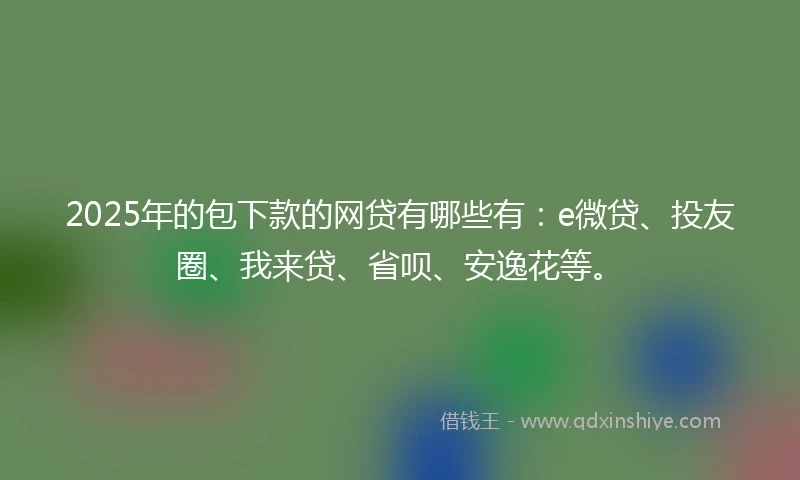 2025年的包下款的网贷有哪些有:e微贷、投友圈、我来贷、省呗、安逸花等。
