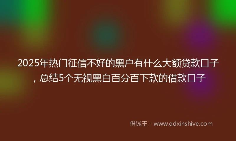 2025年热门征信不好的黑户有什么大额贷款口子，总结5个无视黑白百分百下款的借款口子