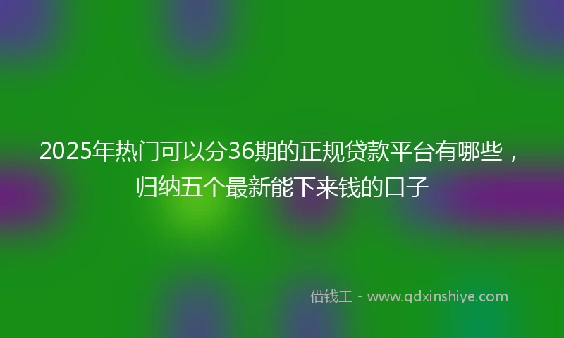 2025年热门可以分36期的正规贷款平台有哪些，归纳五个最新能下来钱的口子