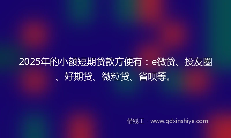 2025年的小额短期贷款方便有：e微贷、投友圈、好期贷、微粒贷、省呗等。