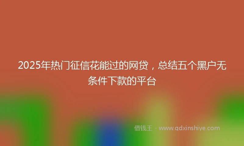 2025年热门征信花能过的网贷，总结五个黑户无条件下款的平台