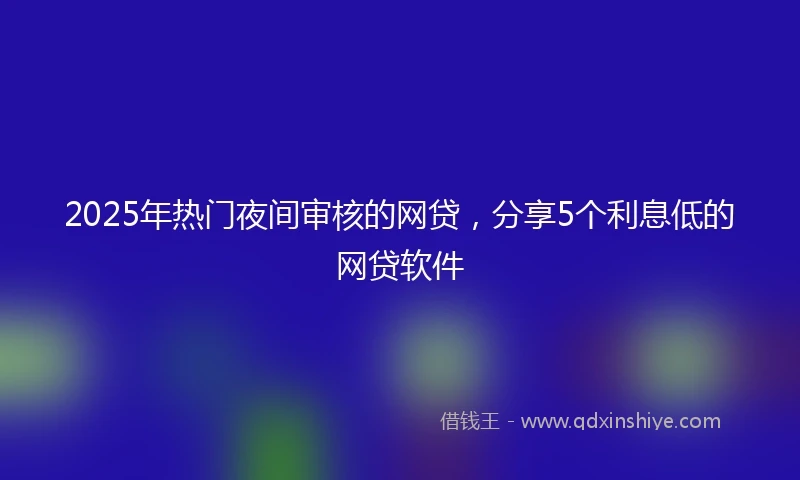 2025年热门夜间审核的网贷，分享5个利息低的网贷软件